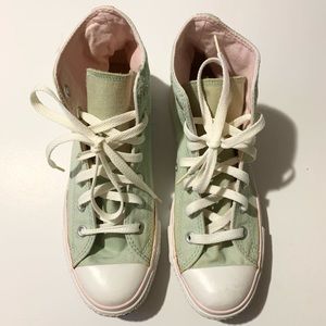 CONVERSE Mint Green and Light Pink High Tops Sz 8